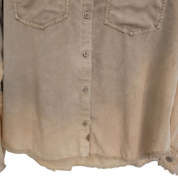 Cloth & Stone Long Sleeve Button Down Shirt Faded Ombre Distressed Medium Beachy - Picture 4 of 13